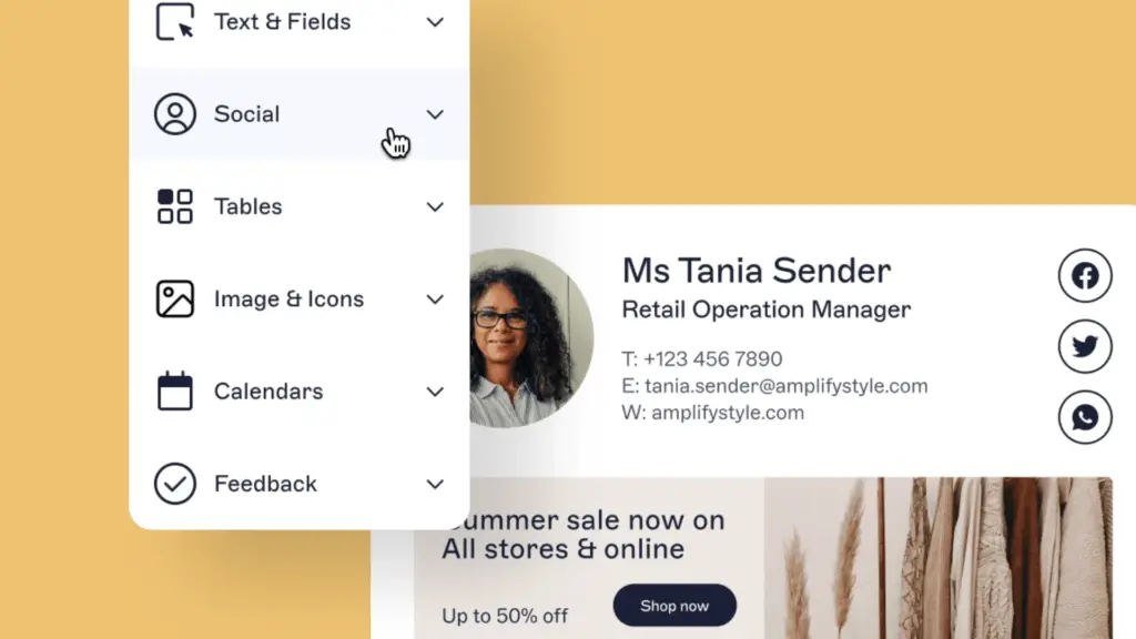 Screenshot of email signature designer Exclaimer