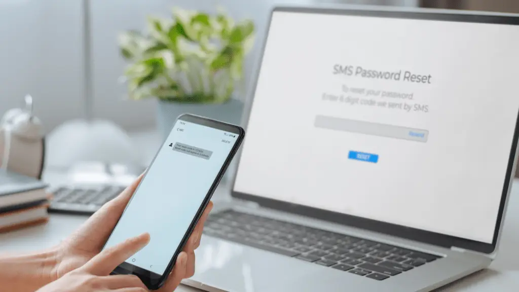 woman resetting password on laptop with MFA